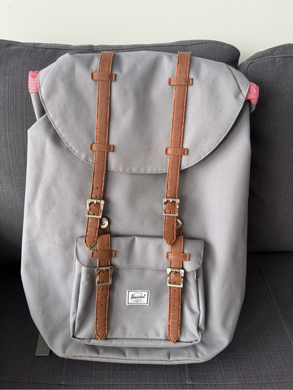 Herschel Supply Company Light Gray Backpack with Brown Straps